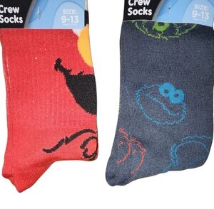 Sesame Street Elmo and Cookie Monster Crew Socks - Red and Blue